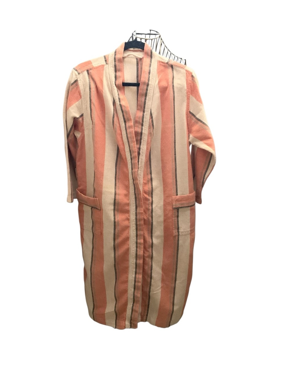 Oddbird Company Women's Canli Striped Robe Coral and Cream S/M